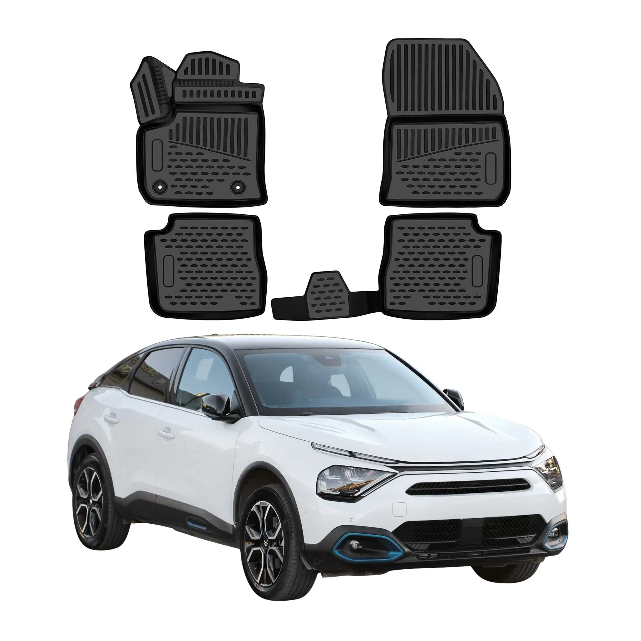 OMAC Tapis de sol pour Citroën ë-C4 2020-2026 en caoutchouc TPE Noir 4Pcs