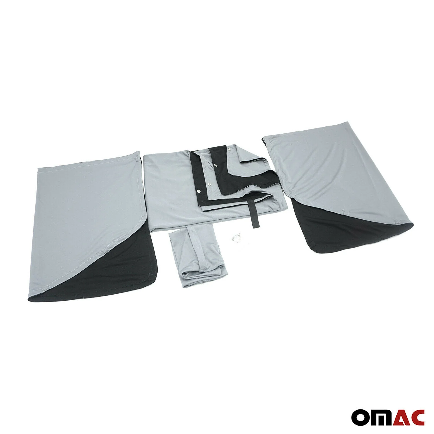 Rideaux pare-soleil magnétique pour Fiat Doblo 2010-2024 Gris-Noir Tissu - Image 3