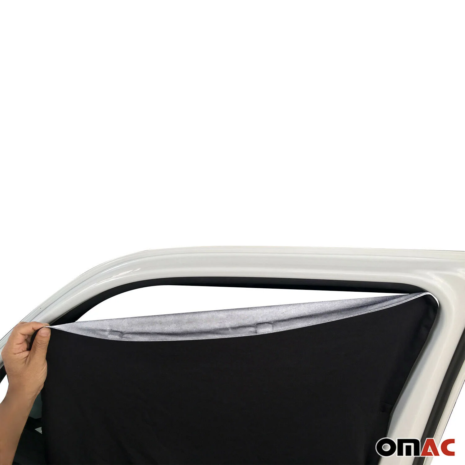 Rideaux pare-soleil magnétique pour Fiat Doblo 2010-2024 Gris-Noir Tissu - Image 4