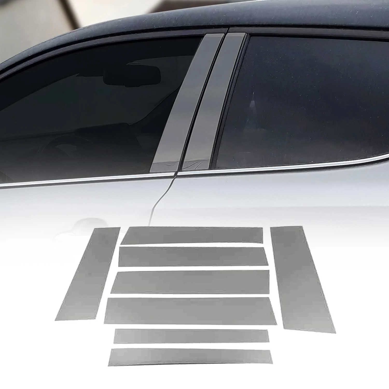 Couverture Garniture de pilier B pour Fiat Doblo 2010-2021 acier inox Foncé 8Pcs