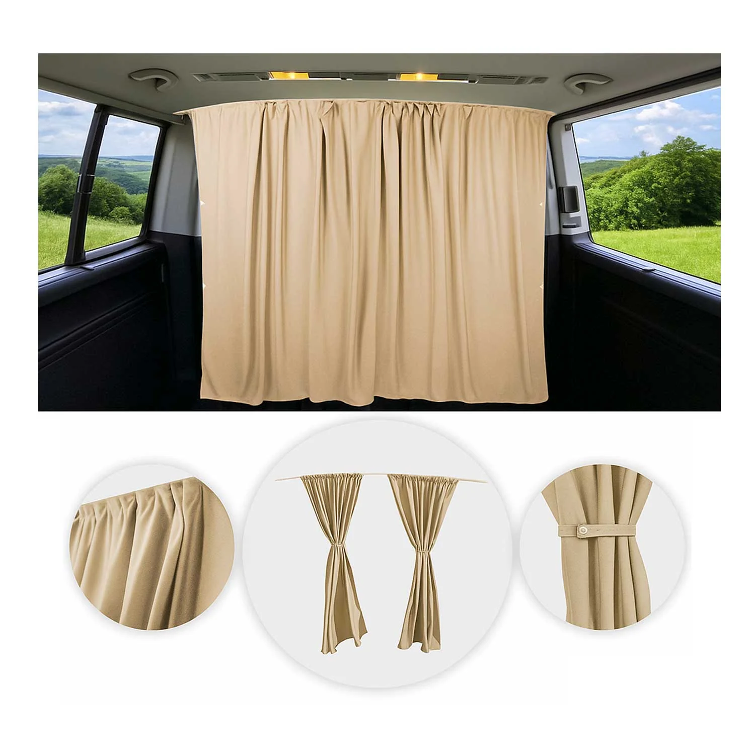 Rideaux De Séparation De Cabine pour Opel Zafira Life Protection Solaire Beige