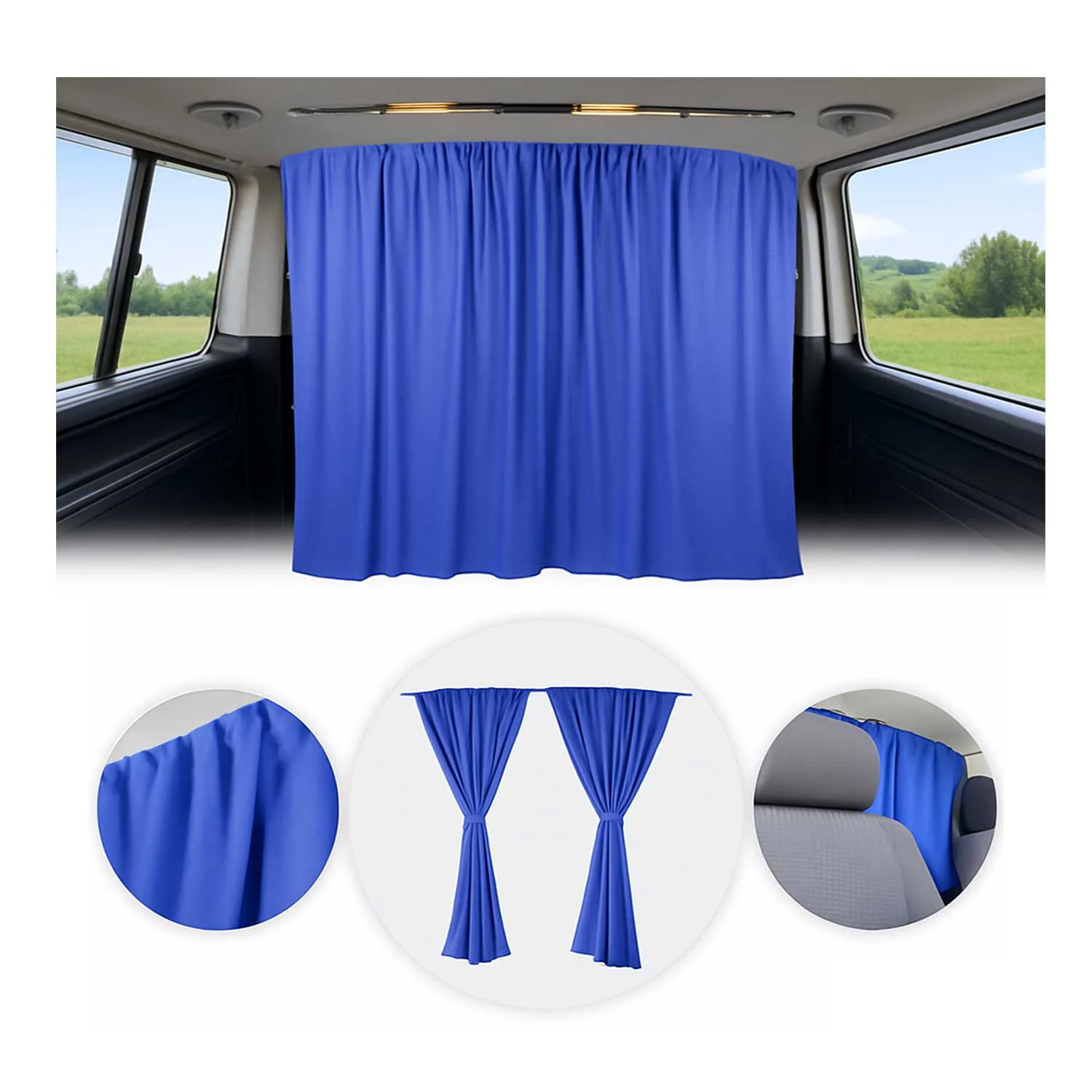 Rideaux De Séparation de Cabine pour VW ID. Buzz Bleu Foncé Tissu