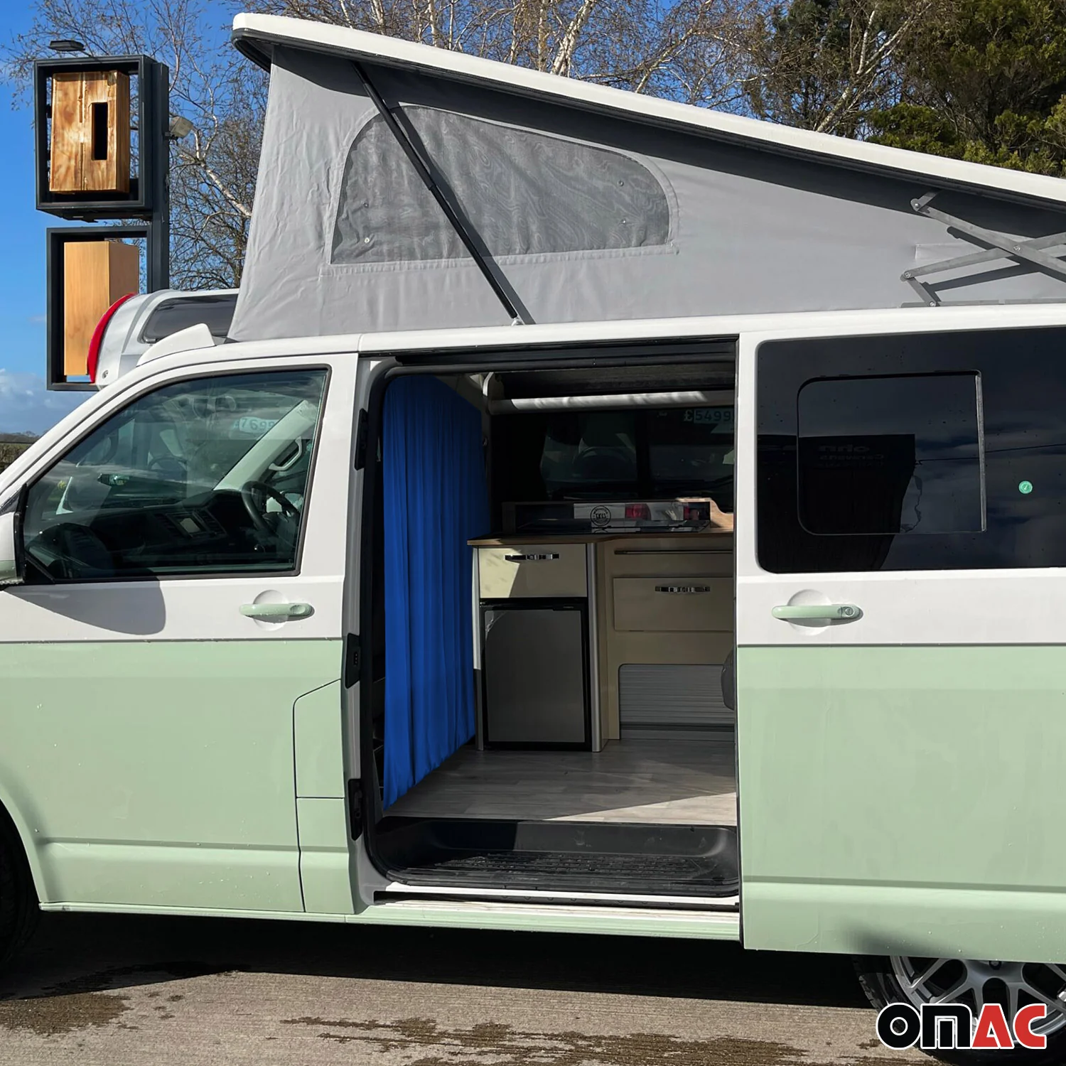 Rideaux De Séparation de Cabine pour VW ID. Buzz Bleu Foncé Tissu - Image 5