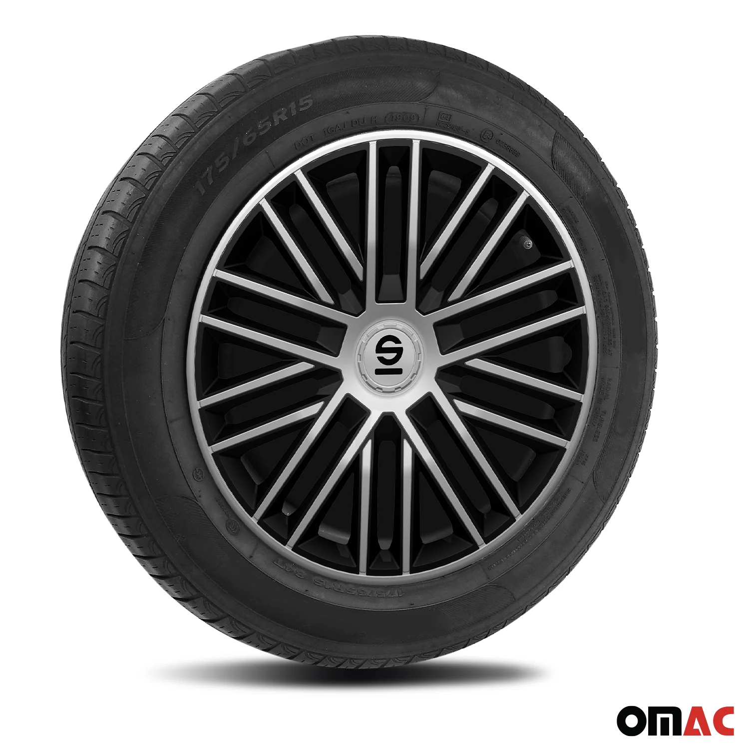 SPARCO Jeu Enjoliveurs de Roues 15 Pouces Argenté Noir en ABS 4 pcs - Image 5