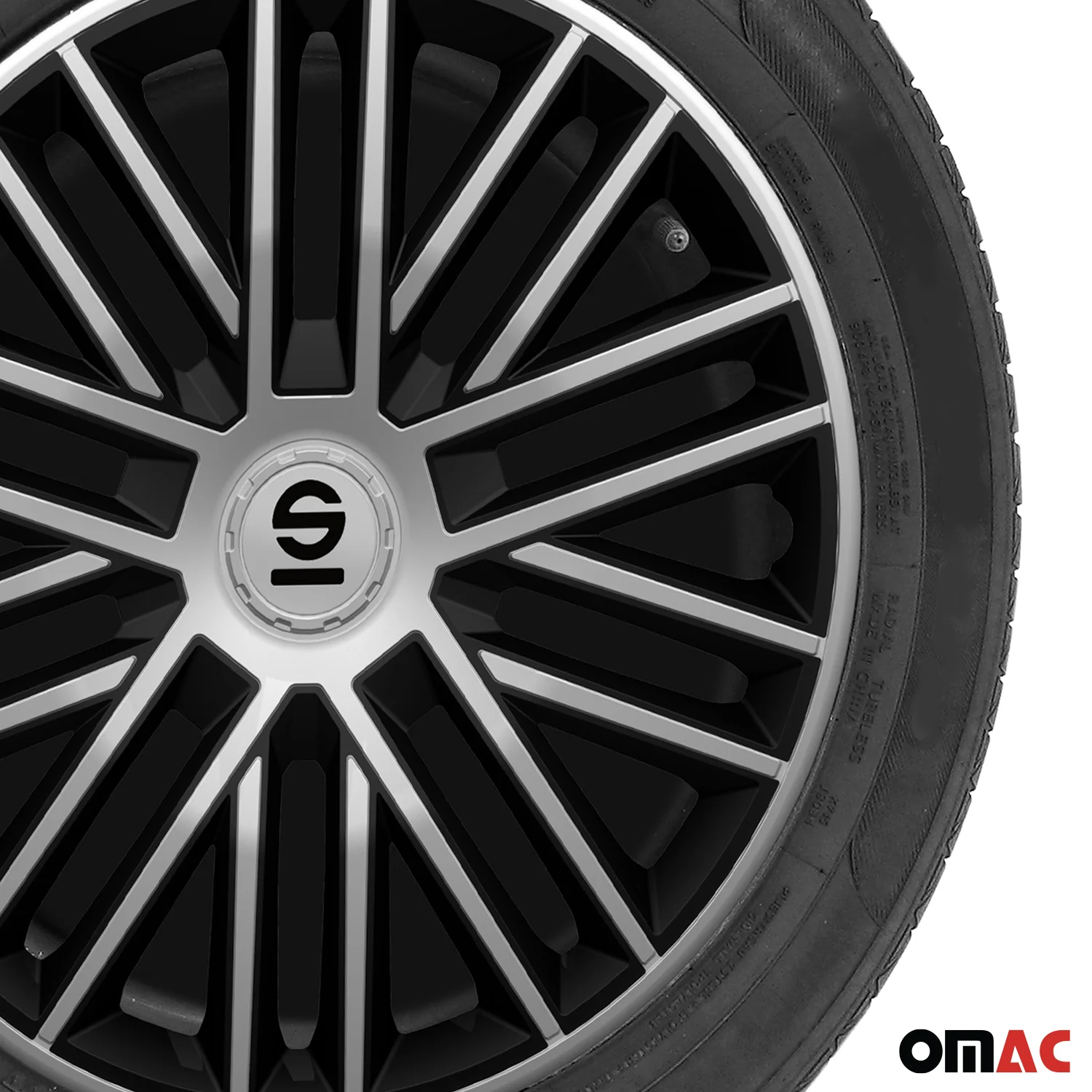 SPARCO Jeu Enjoliveurs de Roues 15 Pouces Argenté Noir en ABS 4 pcs - Image 6