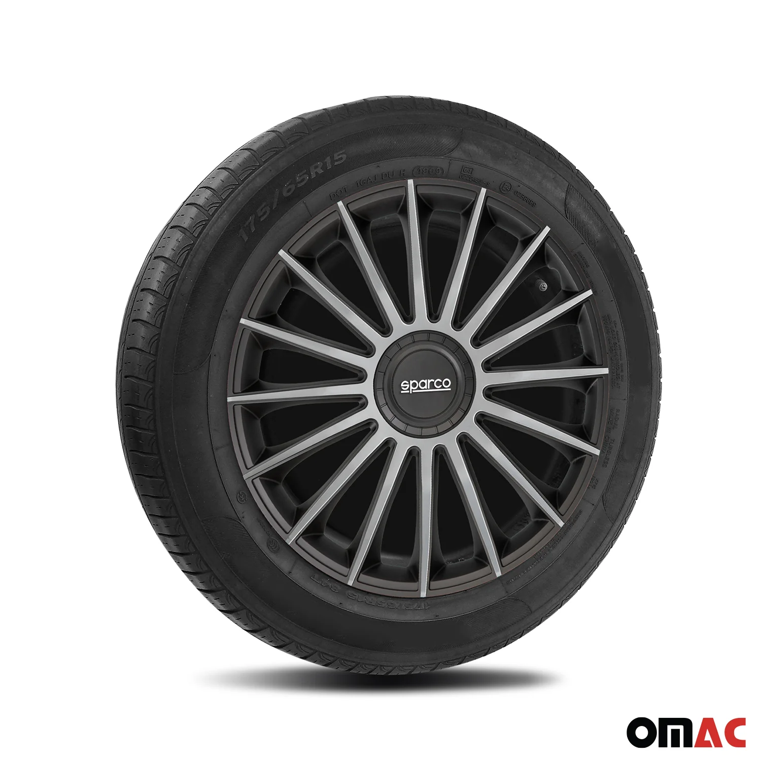SPARCO Jeu Enjoliveurs de Roues 15 Pouces Noir Argenté ABS 4 piéces - Image 5