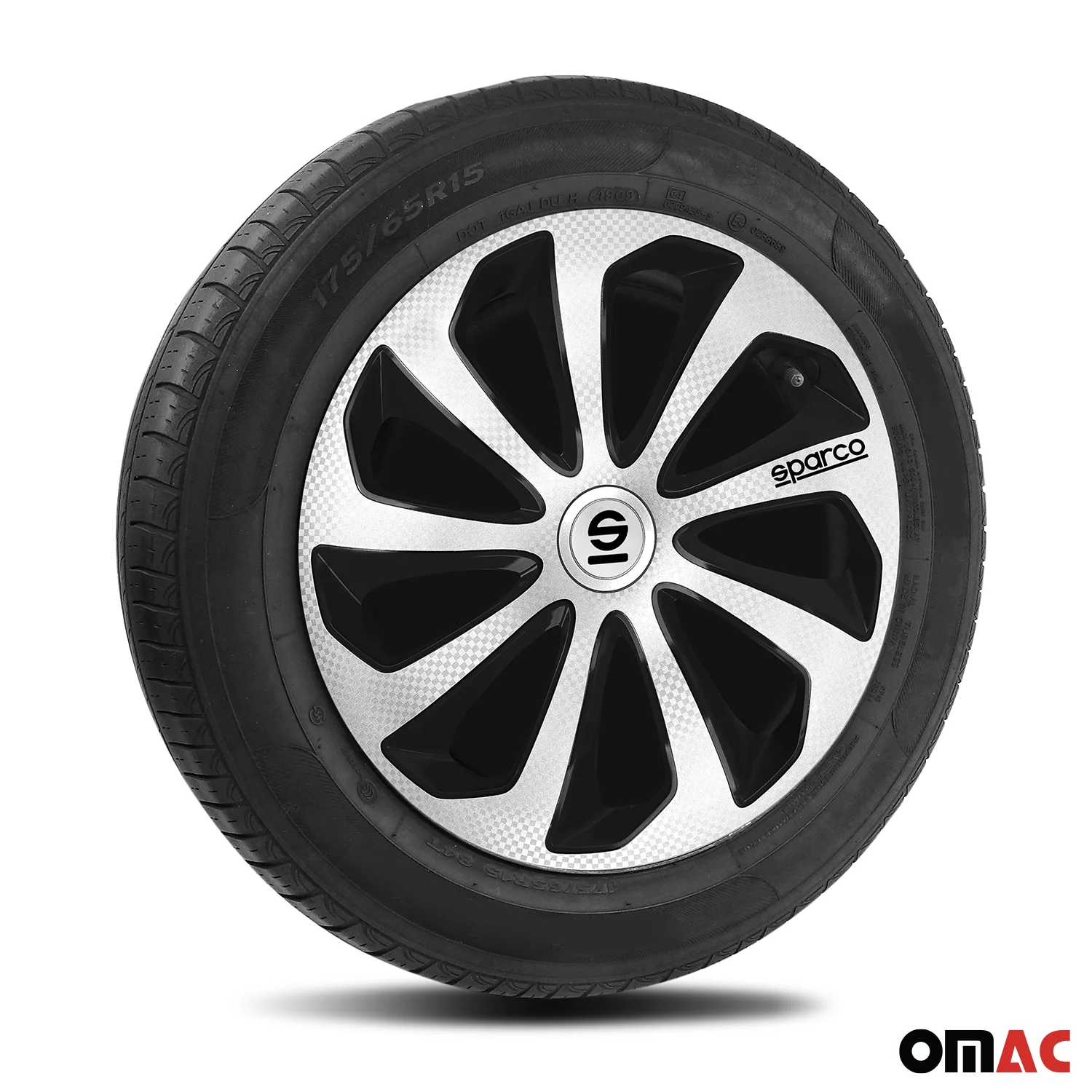 SPARCO Jeu Enjoliveurs de Roues 16 Pouces Argenté Noir Carbone 4Pcs - Image 5
