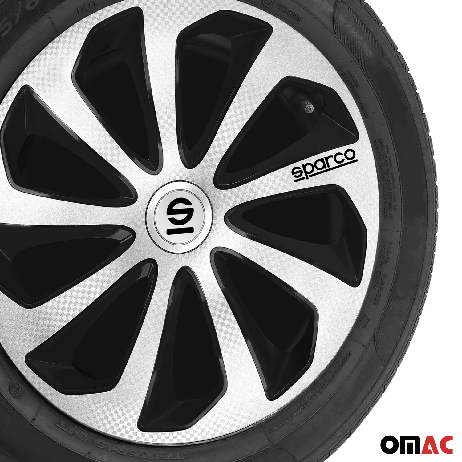 SPARCO Jeu Enjoliveurs de Roues 16 Pouces Argenté Noir Carbone 4Pcs - Image 6