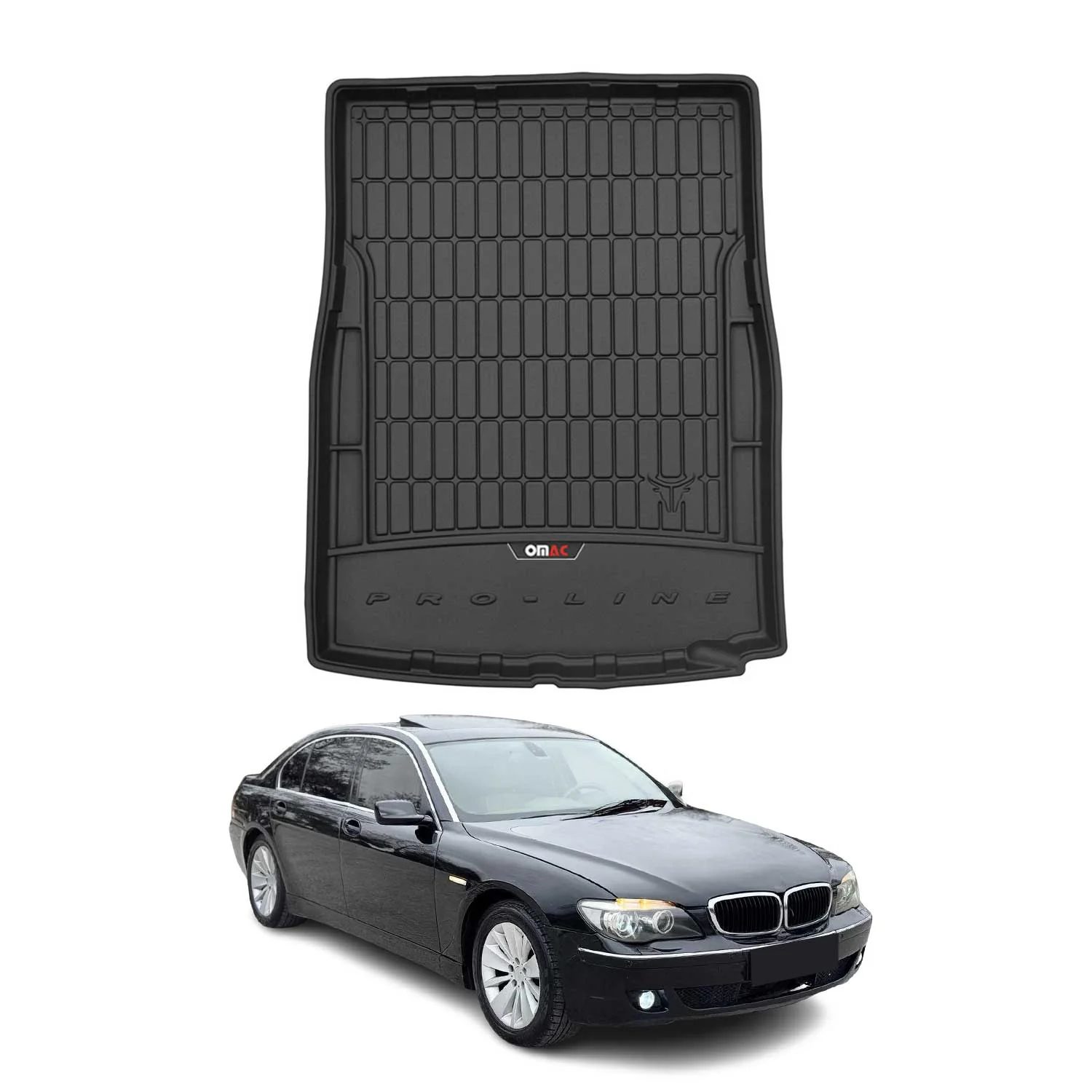 OMAC Tapis de coffre caoutchouc pour BMW Série 7 F01 2008-2015 TPE Noir
