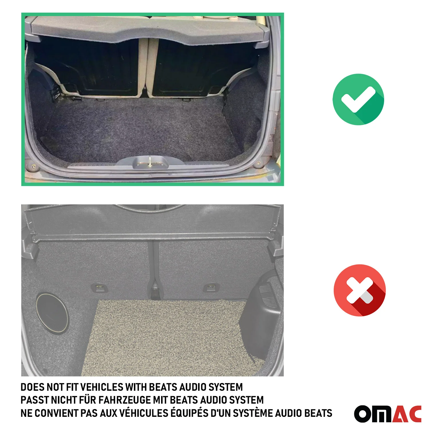 OMAC Tapis de coffre pour Fiat 500 2007-2026 sur mesure en caoutchouc Noir - Image 4