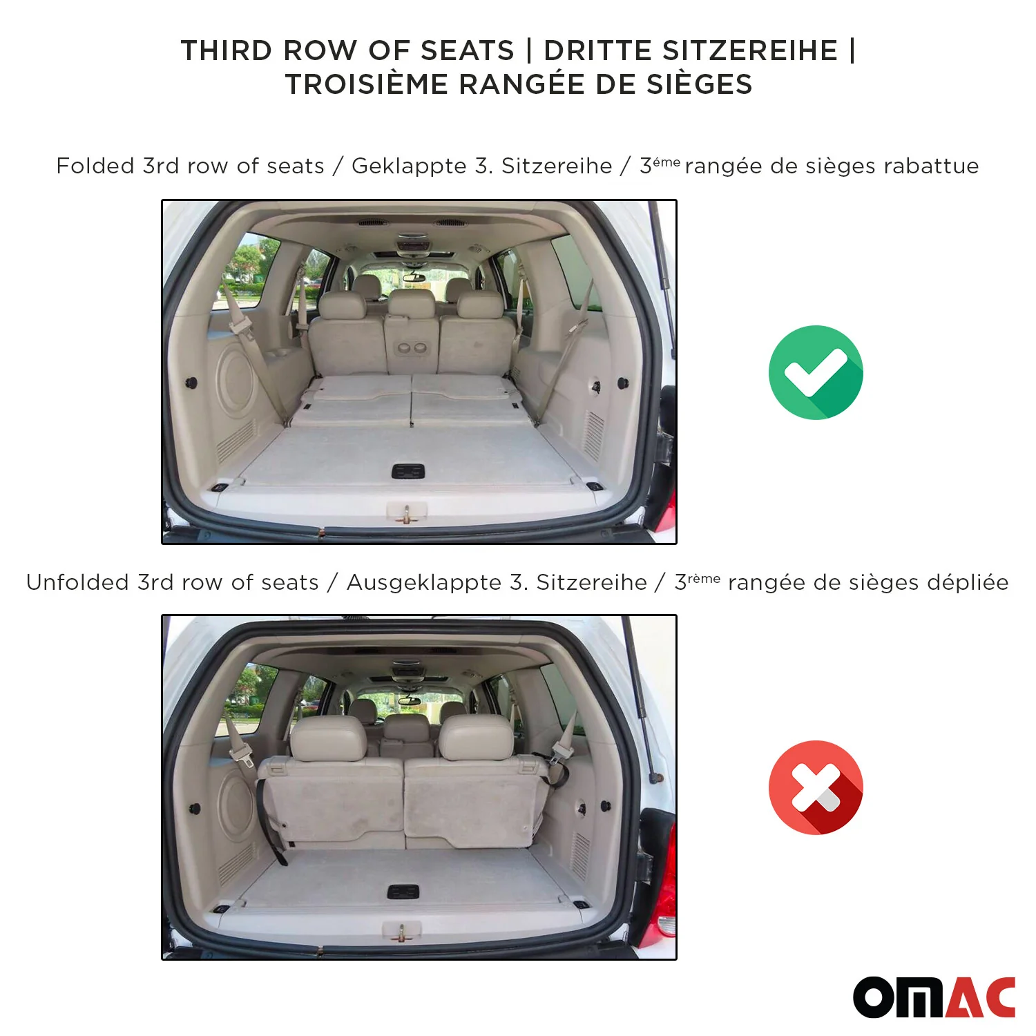 OMAC Tapis de coffre pour Hyundai Santa Fe 2018-2023 7 places en caoutchouc - Image 3