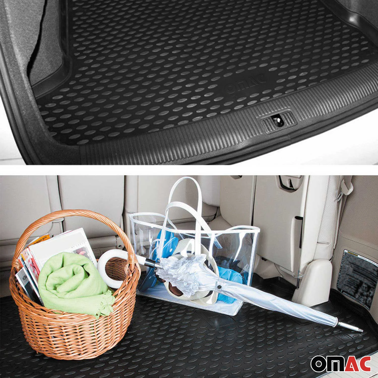 OMAC Tapis de coffre pour Volkswagen Touran 2003-2010 7 places en caoutchouc - Image 5