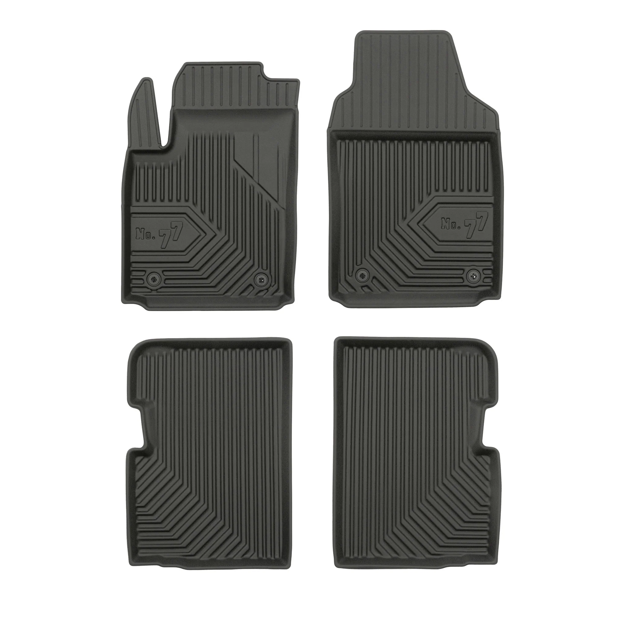 Tapis de Sol de Voiture No.77 pour Fiat 500 2007-2026 sauf hybrid TPE Noir 4Pcs