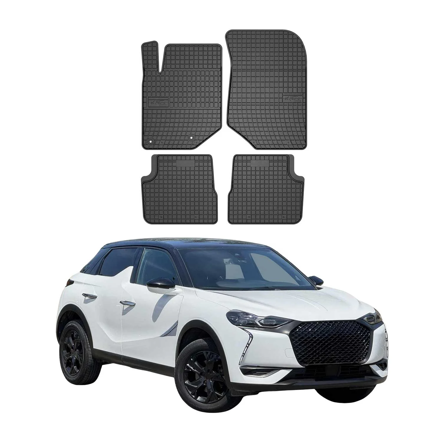 Tapis de Sol pour DS DS3 Crossback 2018-2022 Caoutchouc Noir