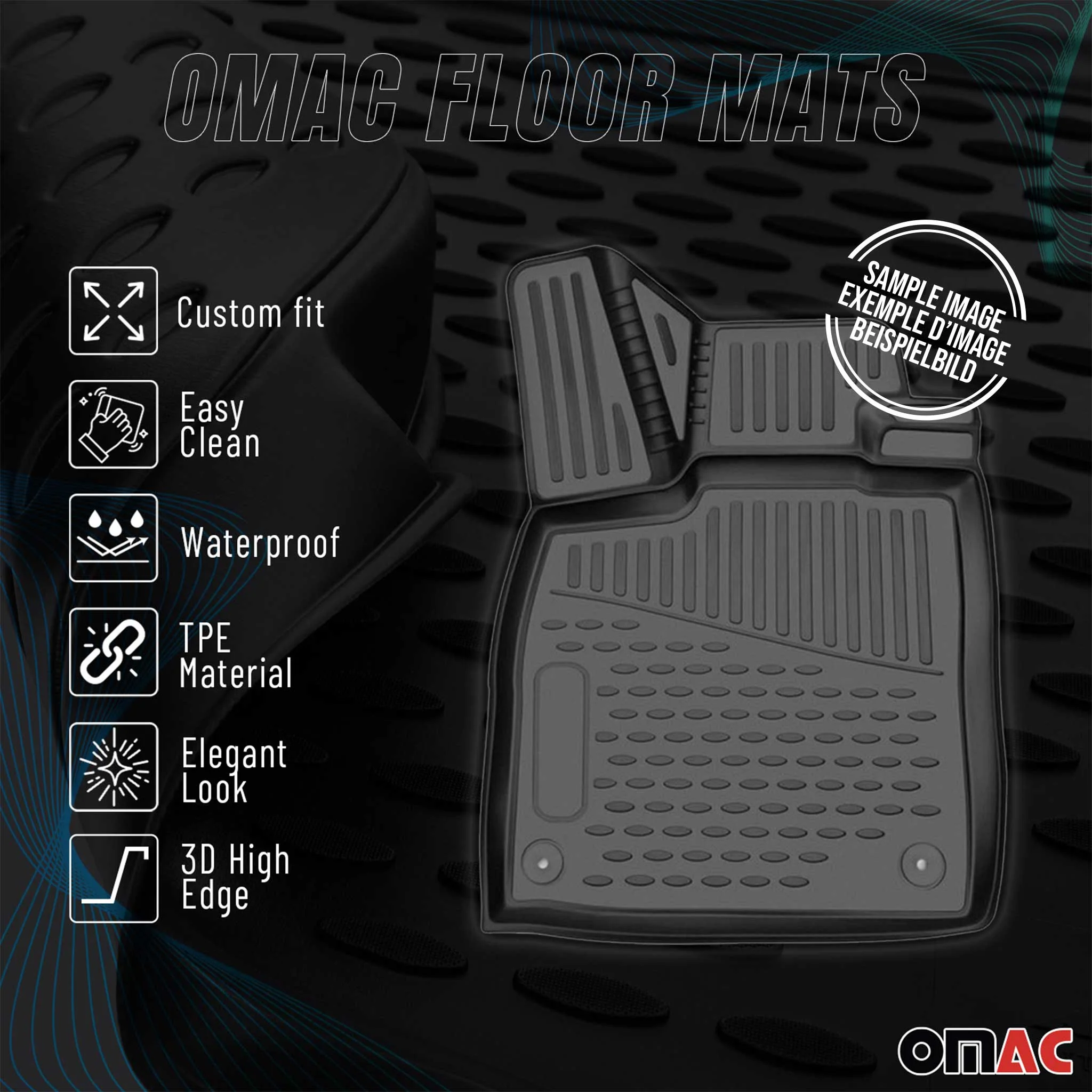 OMAC Tapis de sol pour Ford Ecosport 2014-2023 en caoutchouc Noir - Image 2