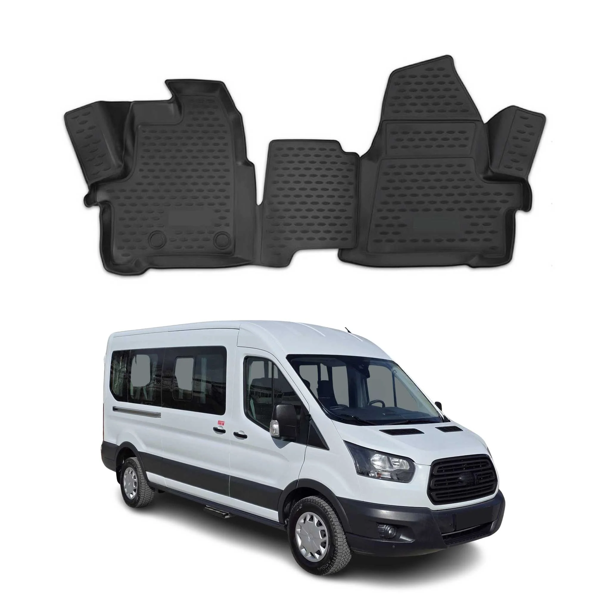 OMAC Tapis de sol pour Ford Transit 2014-2024 en caoutchouc Noir