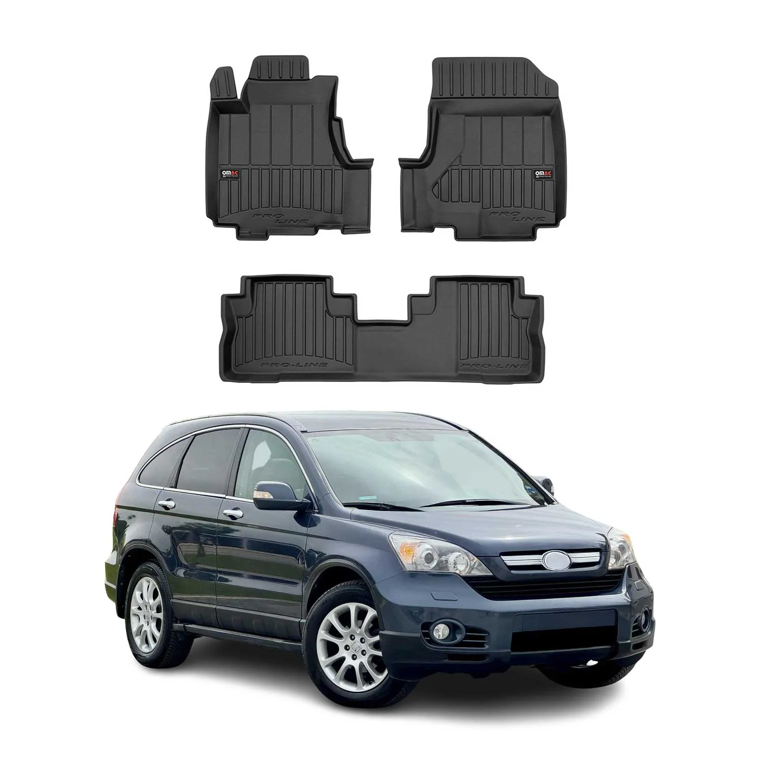OMAC Tapis de sol en caoutchouc pour Honda CR-V III 2006-2012 Noir Premium