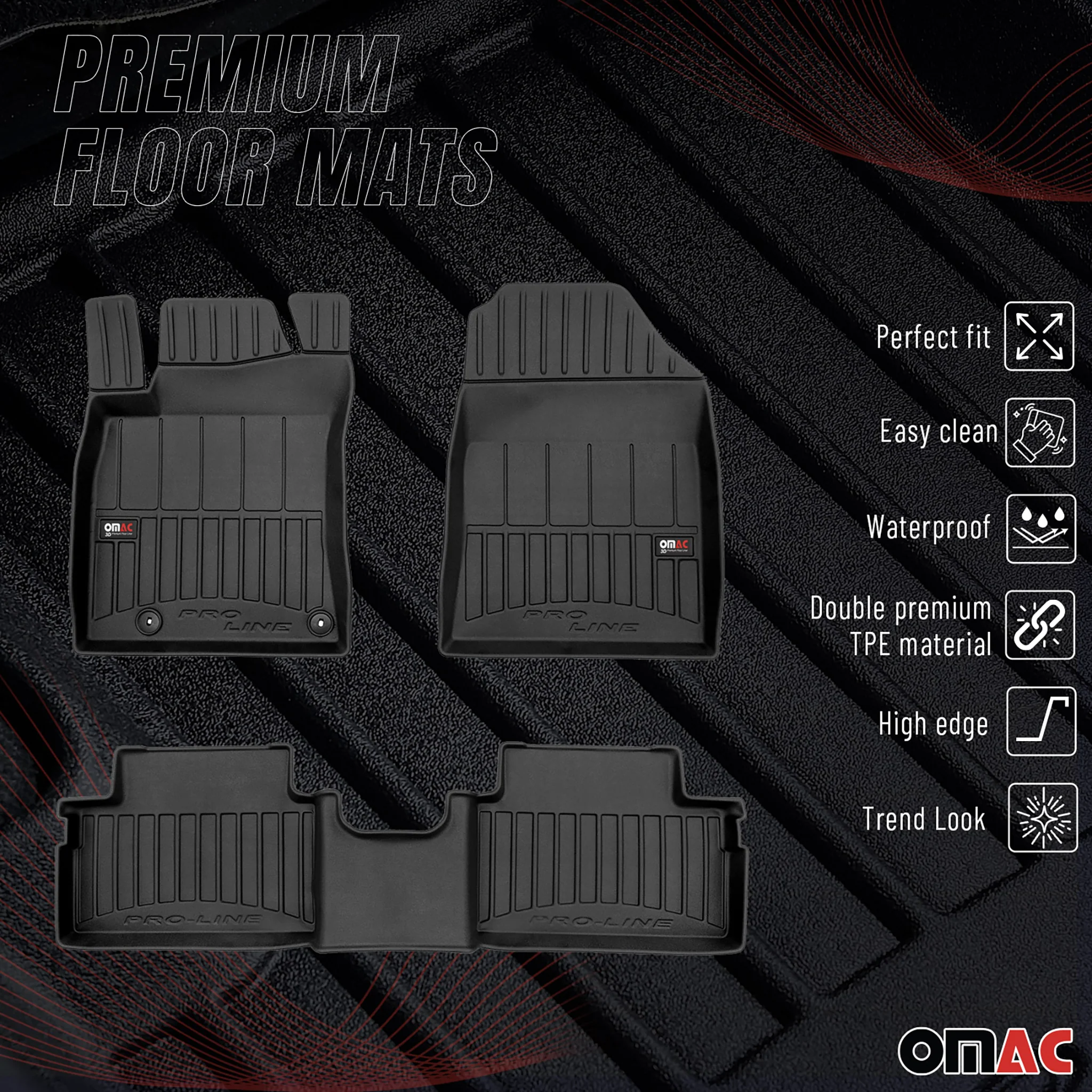 Tapis de Sol pour Kia Ceed 2019-2026 Caoutchouc Noir TPE - Image 2