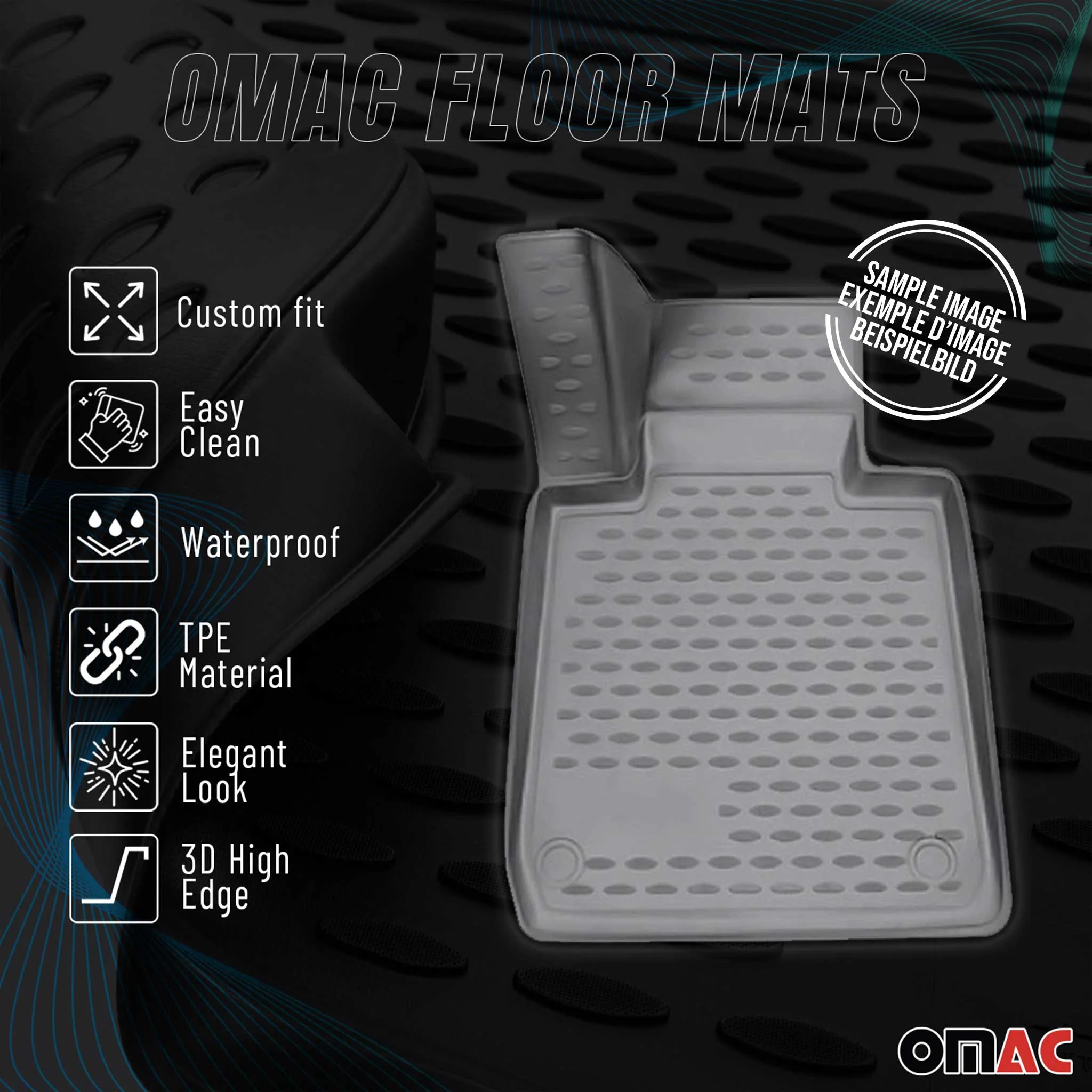 Tapis de sol pour Mercedes Classe E W212 2013-2016 en caoutchouc TPE 3D Gris 4x - Image 2