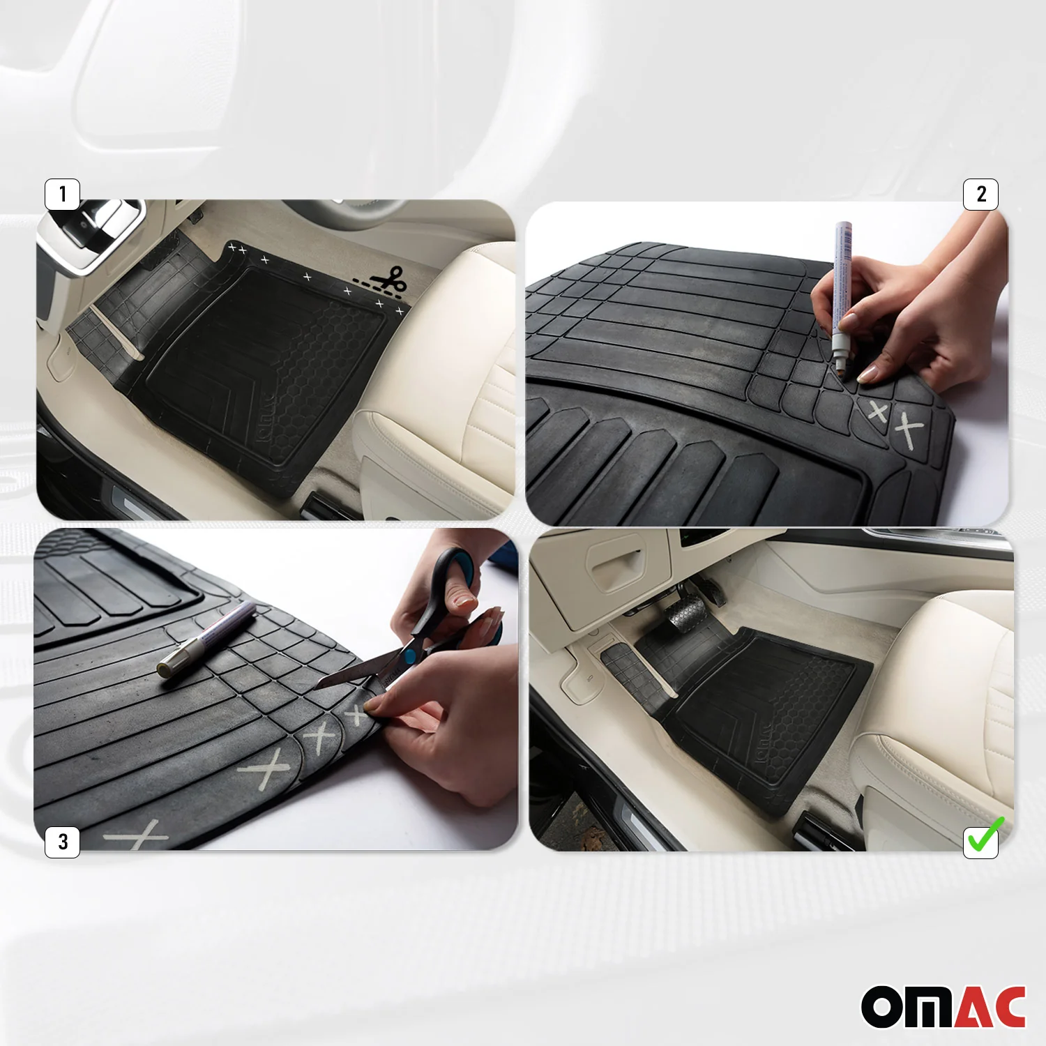 Tapis de sol Universel pour Ssangyong Actyon Rexton Kyron Noir 5 Pcs - Image 4