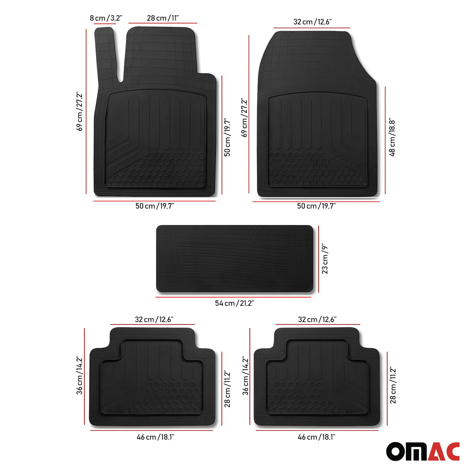 Tapis de sol Universel pour Ssangyong Actyon Rexton Kyron Noir 5 Pcs - Image 7