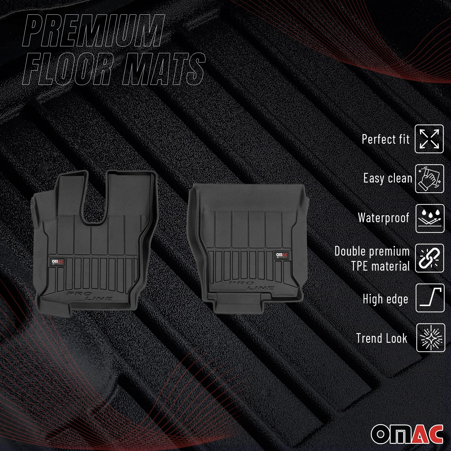Tapis de Sol pour Volvo FM 2001-2022 Caoutchouc TPE Noir - Image 2