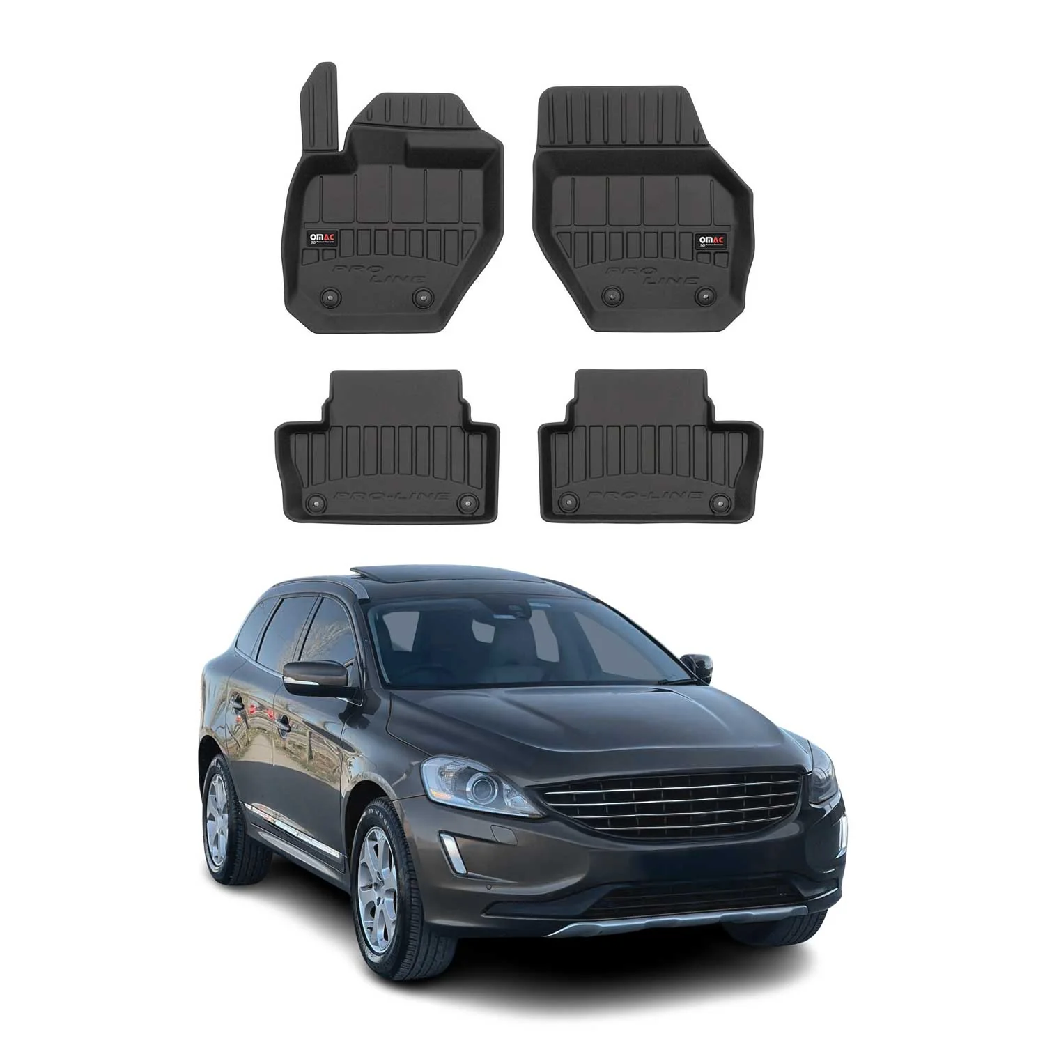 OMAC Tapis de sol en caoutchouc pour Volvo XC60 2008-2017 Noir Premium