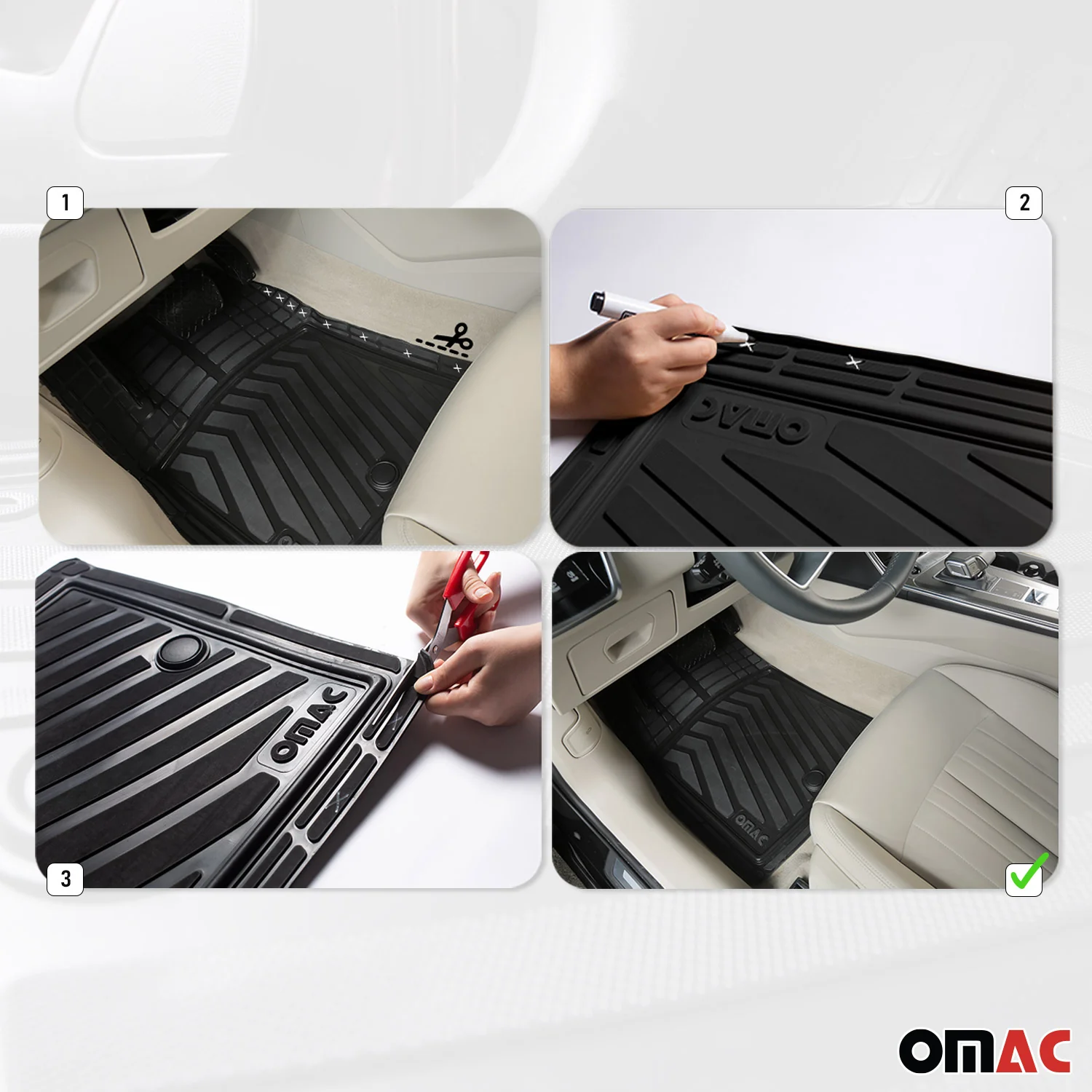 Tapis de sol Universel Antidérapants pour VW Sharan en Caoutchouc Noir 4 Pcs - Image 4