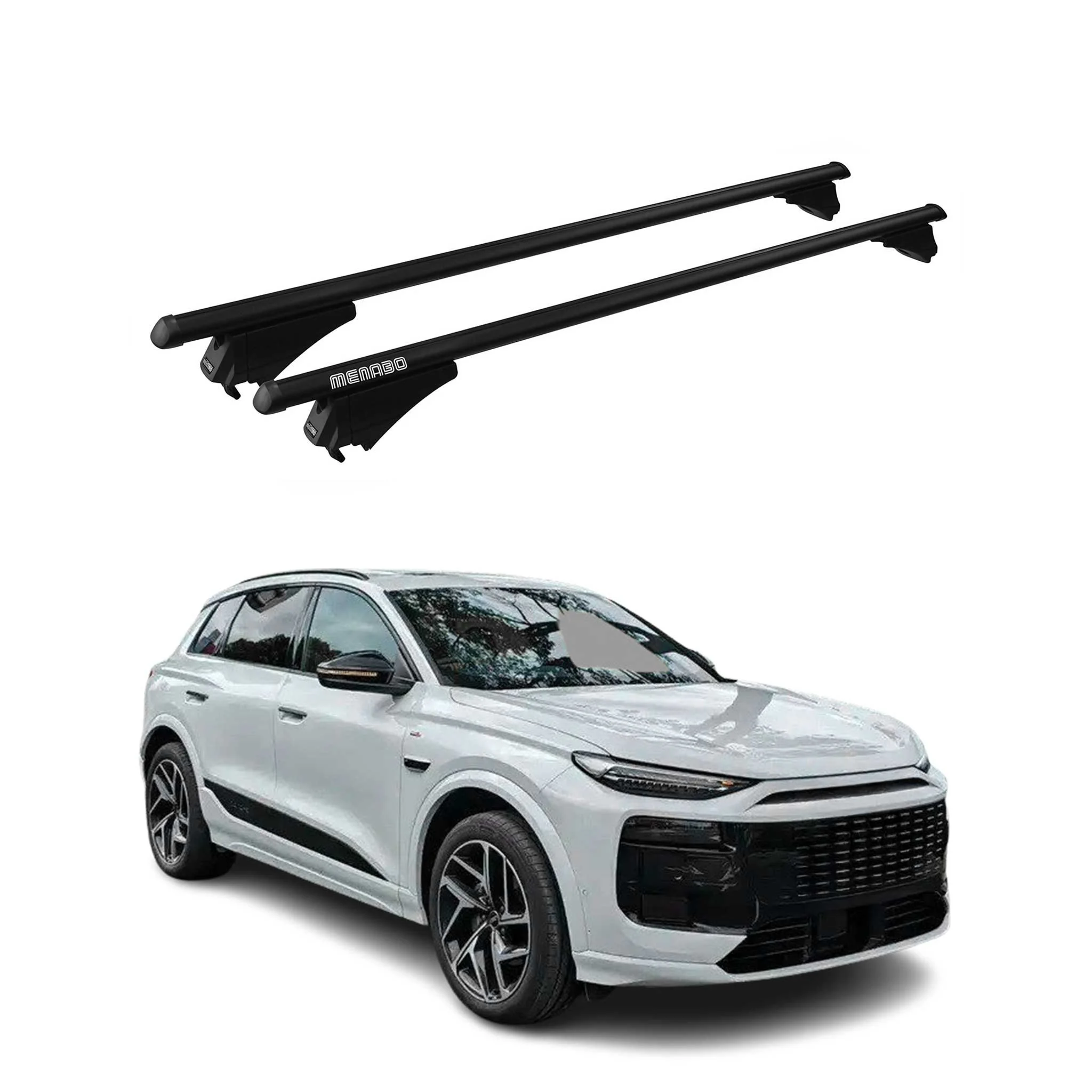 Tiger Barres de toit transversales pour Audi Q6 e-tron 2024-2026 Alu Noir 2x