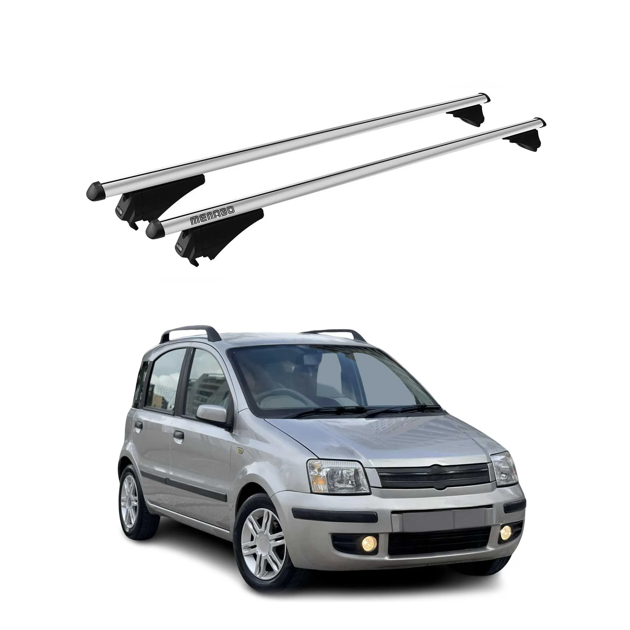 Tiger Barres De Toit Transversales pour Fiat Panda II 169 2003-2012 Alu Gris 2x