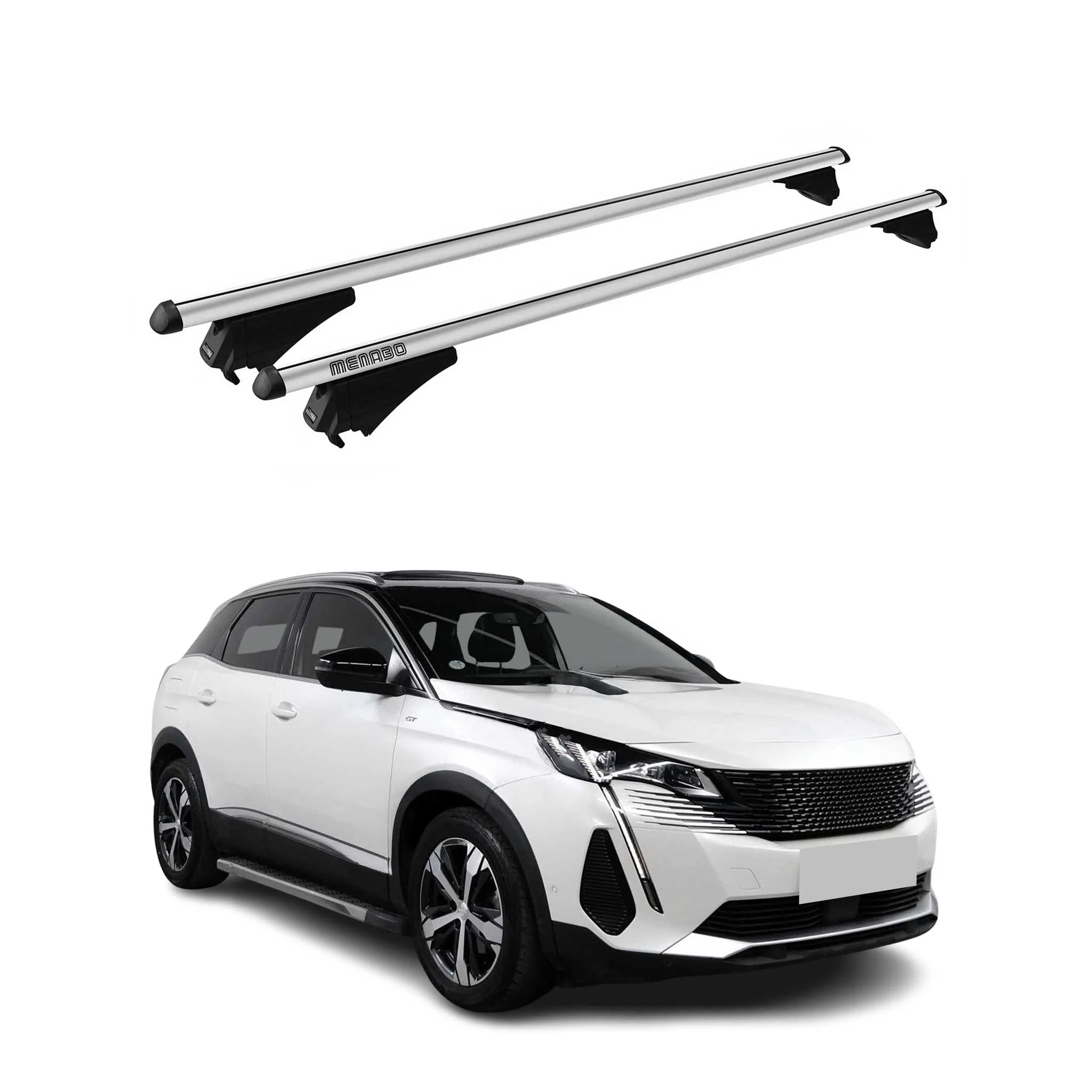 Tiger Barres de toit transversales pour Peugeot 3008 2016-2020 Pre-FL Alu Gris