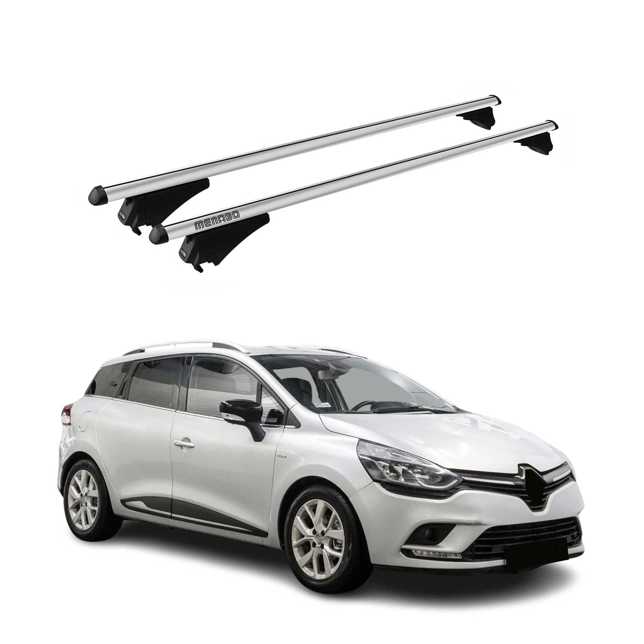 Tiger Barres De Toit Transversales pour Renault Clio Grand Tourer 2013-2019 Gris