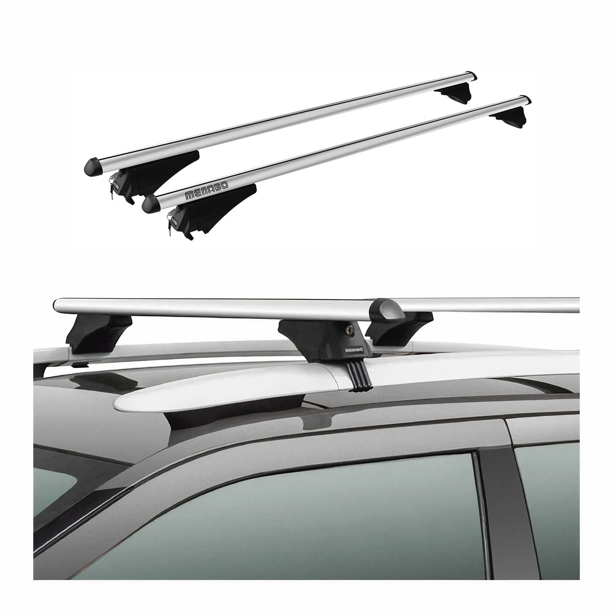 Tiger Barres de toit transversales pour VW Tiguan II Allspace 2016-2020 Gris - Image 2