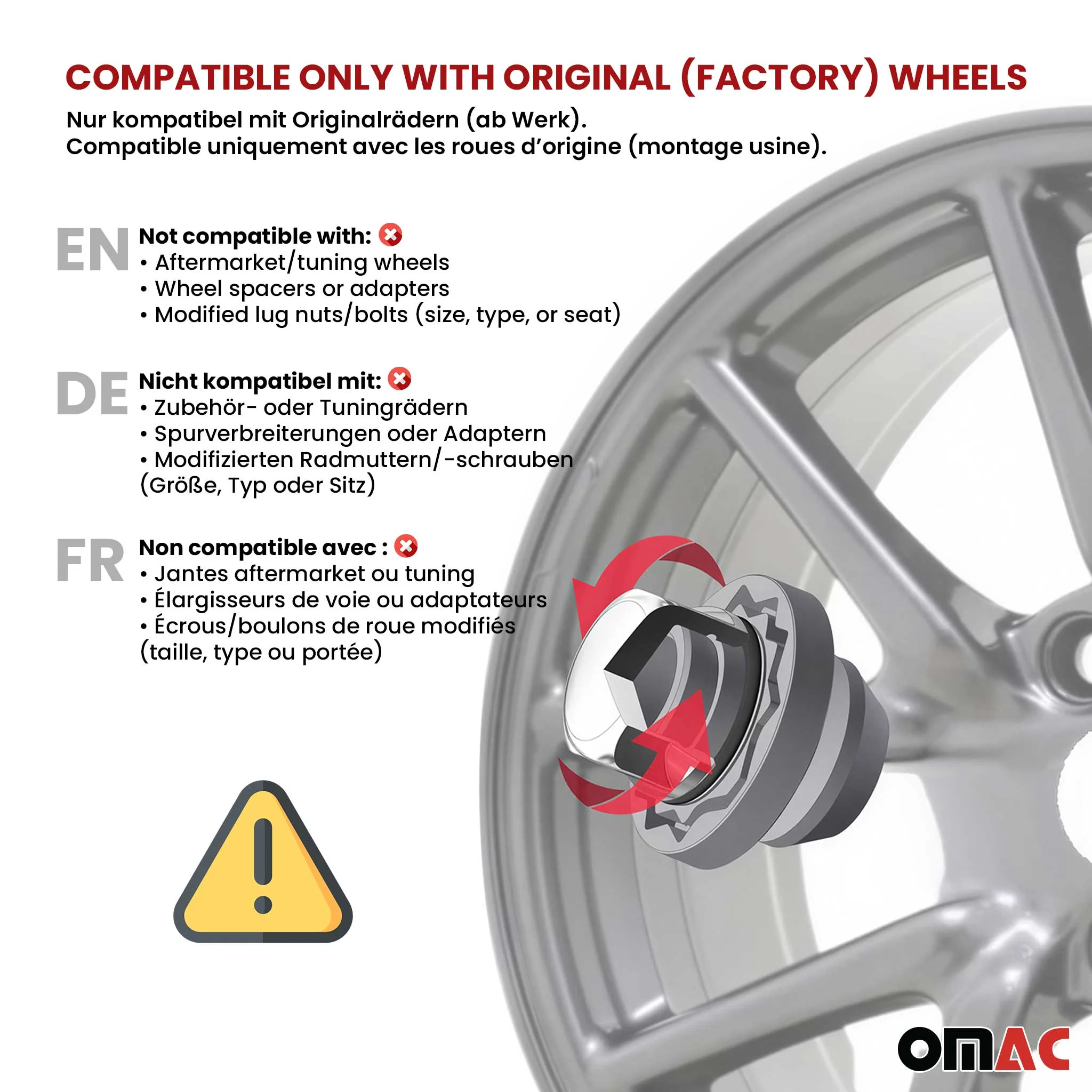 Vis de roue antivol pour Dodge Journey 2008-2021 Acier Gris lot de 4 M12X1,5 - Image 4