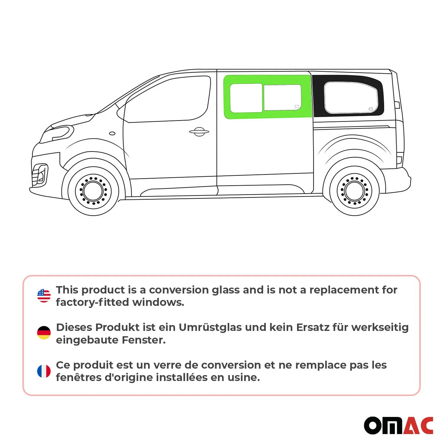 Vitre de Porte pour Fiat Scudo 2022-2026 L2 L3 Avant Gauche Fenêtre coulissante - Image 2