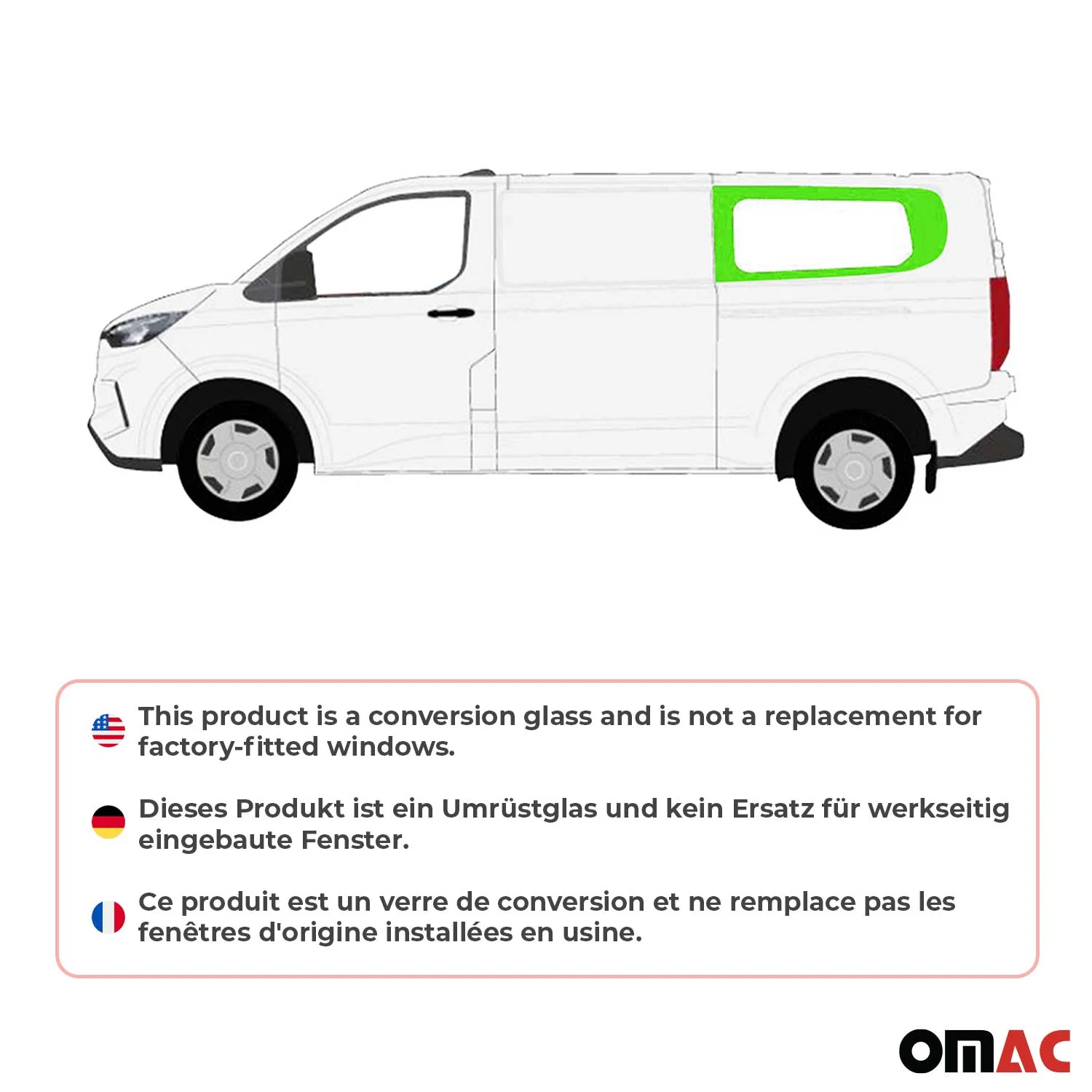 Vitre de Porte pour Ford Transit Custom 2023-2026 L2 Arrière Gauche Verre fixe - Image 2
