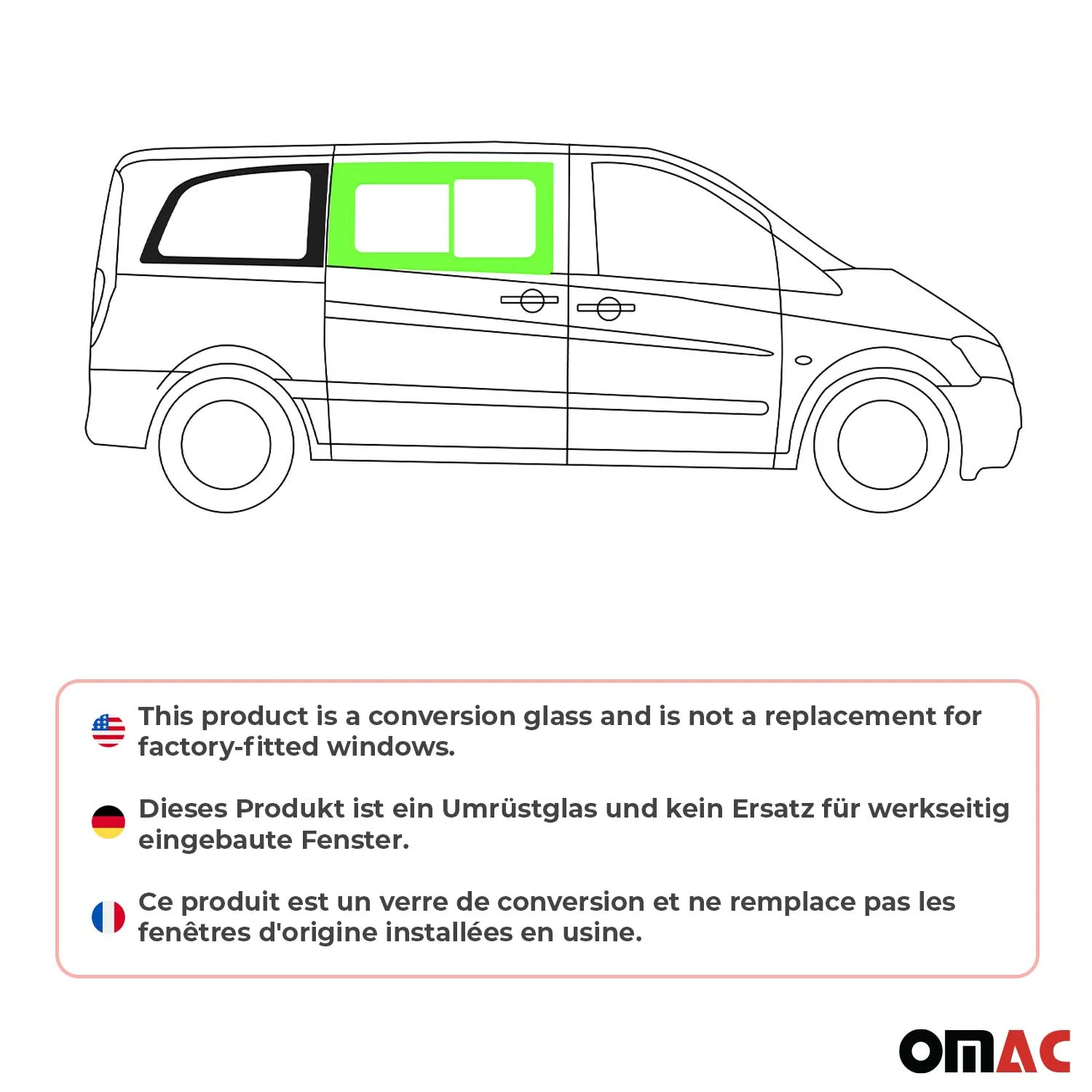 Vitre Porte pour Mercedes Vito W639 2003-2014 Droite Avant fenêtre coulissante - Image 2