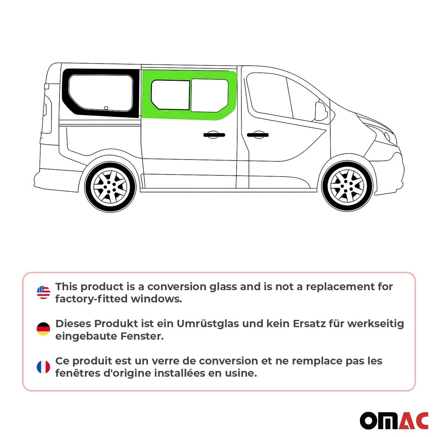 Vitre de Porte pour Opel Vivaro B 2014-19 L1/L2 Avant Droit Fenêtre coulissante - Image 2