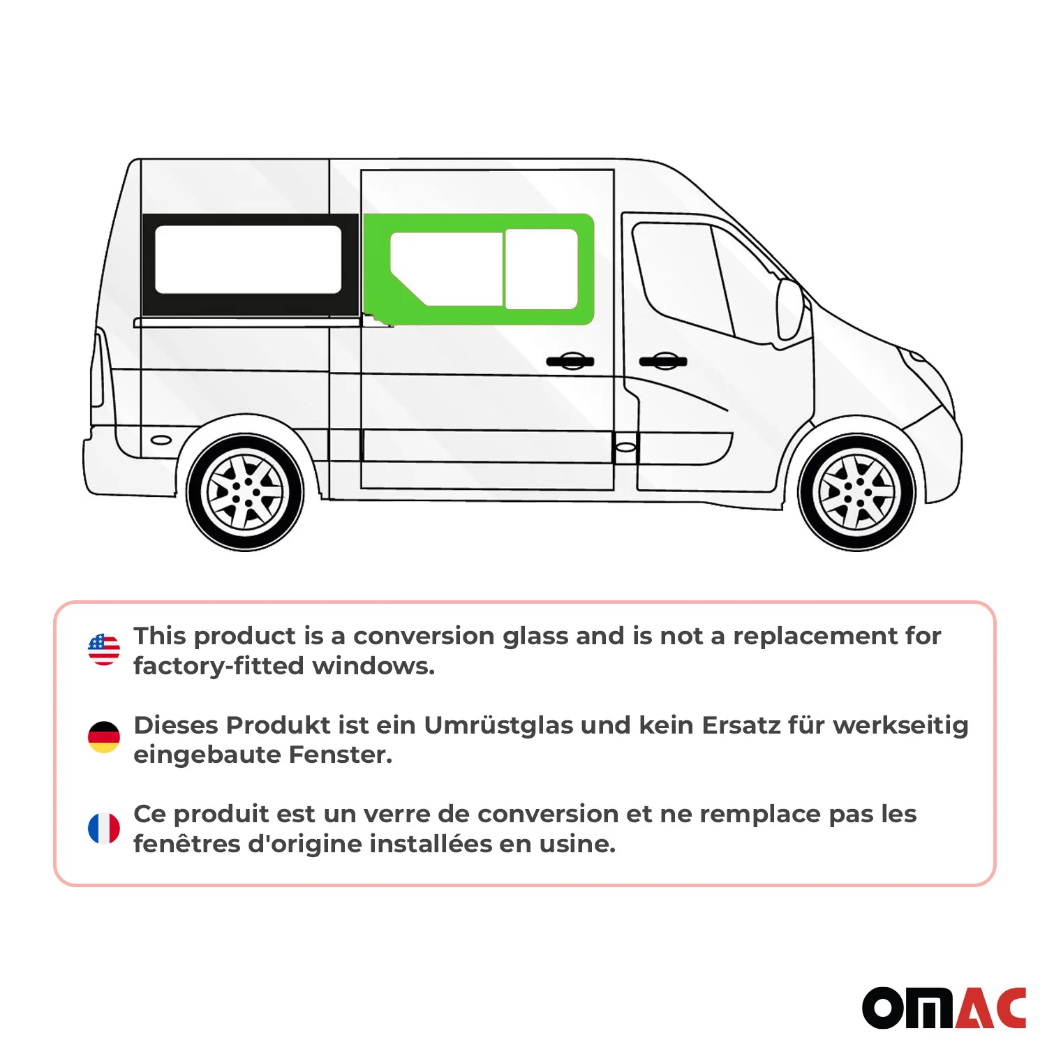 Vitre de Porte pour Renault Master 2010-2024 Avant Droit coulissante L1 - Image 2