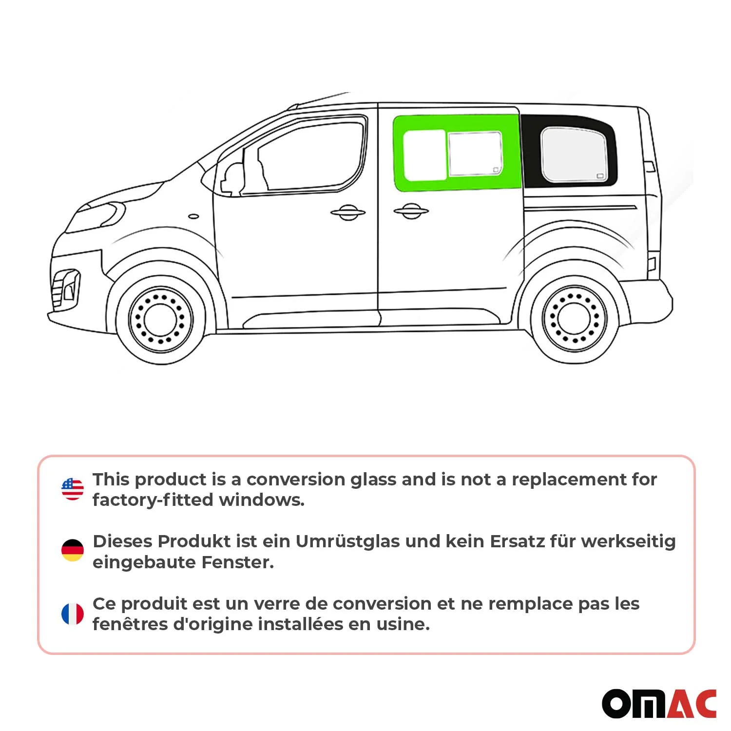 Vitre de Porte pour Toyota Proace 2016-2026 L1 Avant Gauche Fenêtre coulissante - Image 2