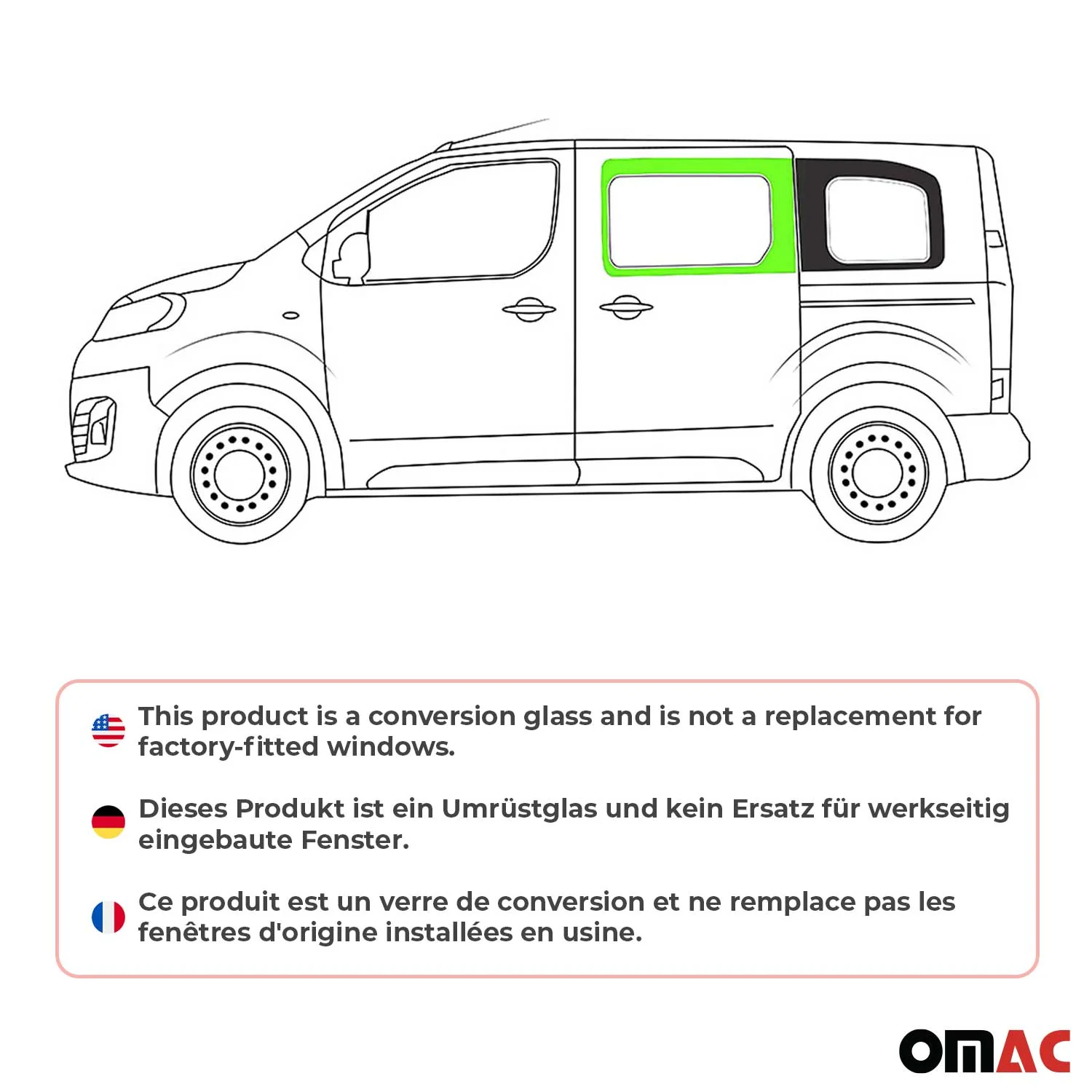 Vitre de Porte pour Toyota Proace 2016-2026 L1 Avant Gauche Verre fixe - Image 2
