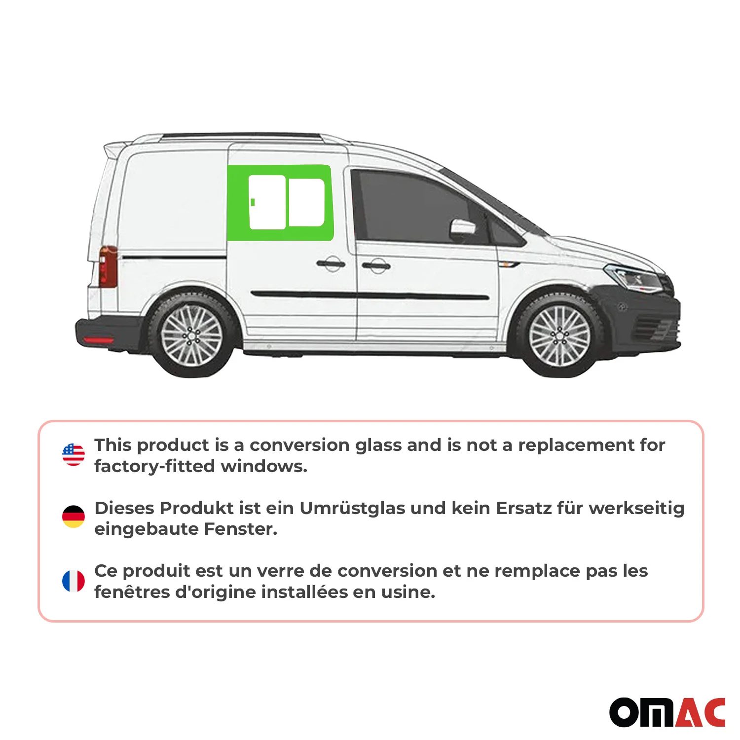 Vitre de Porte pour VW Caddy 2003-2020 L1 Avant Droit Fenêtre coulissante - Image 2
