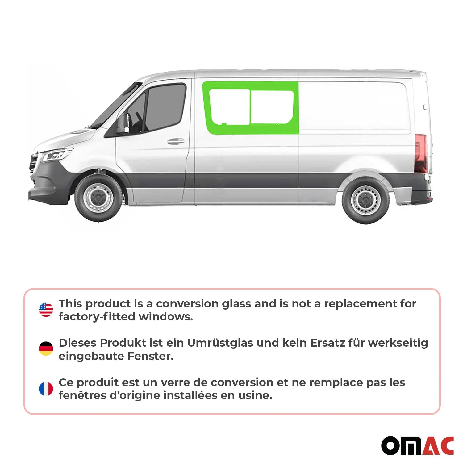 Vitre de Porte pour VW Crafter 2006-2017 L2 L3 L4 Avant Gauche Pas coulissante - Image 2