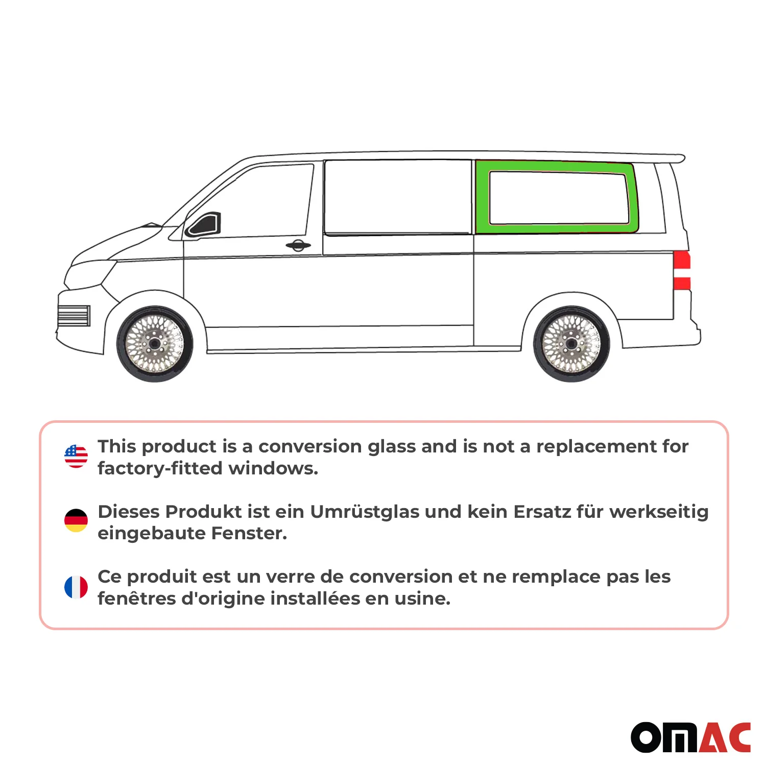 Vitre de Porte pour VW T5 2003-2015 L2 Long Arrière Gauche Verre fixe - Image 2