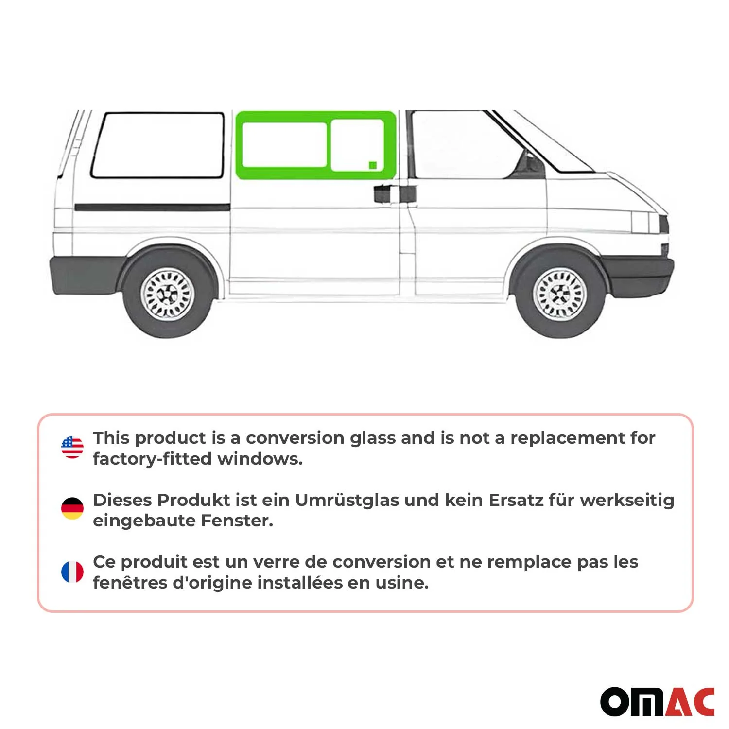 Vitre de Porte pour VW Transporter T4 1990-2003 L1/L2 Avant Droit Coulissante - Image 2